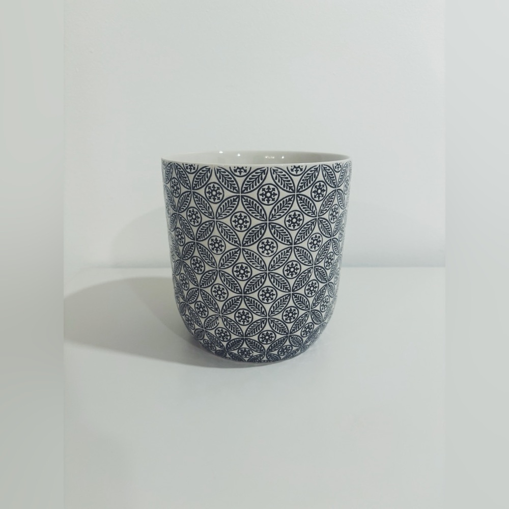 Creative Co-Op Hand-Stamped Stoneware Pot